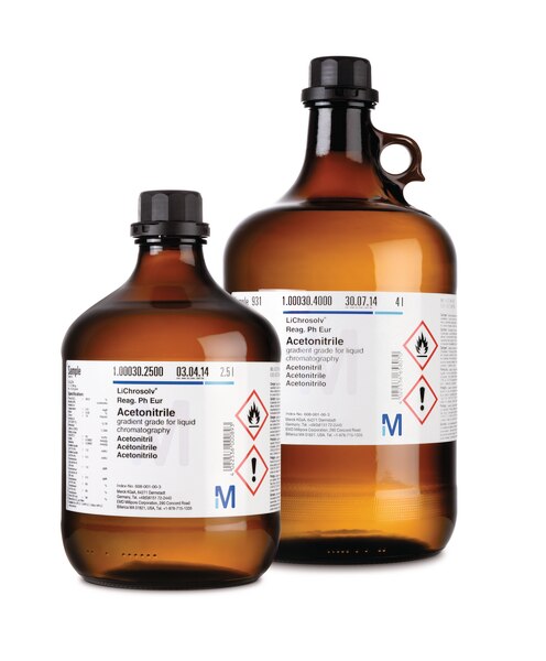 Acetonitrilo grado gradiente HPLC, botella 4 L